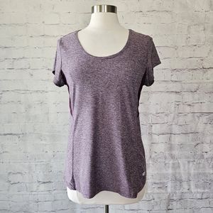 Marika Maroon Short Sleeve Back Cutout Athletic Tee Moisture Wicking Medium